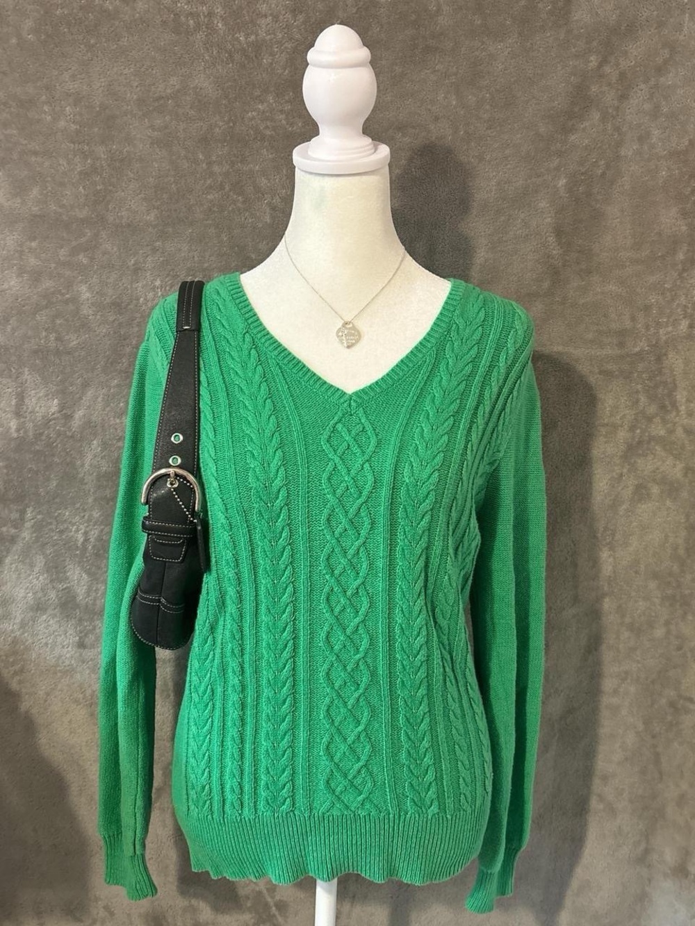 Y2K Green Knitted V Neck Cottage Style Sweater
